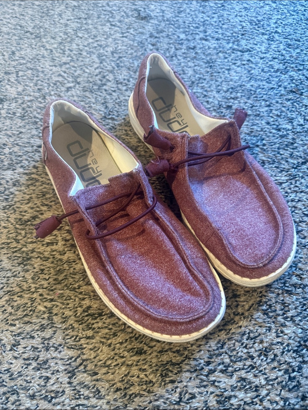 Hey Dude Burgundy Slip-On Canvas Sneakers